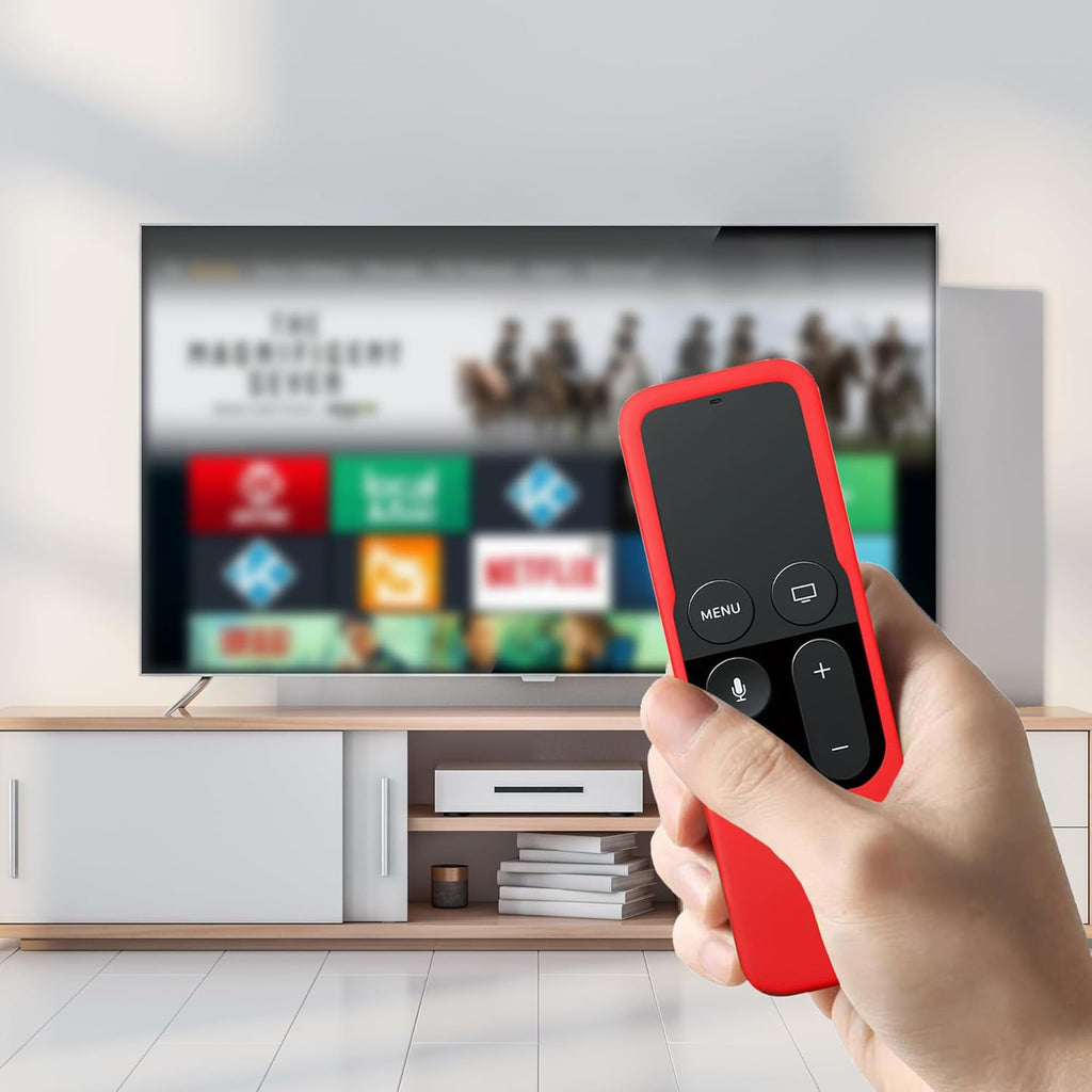Silicone Case Compatible with Apple TV 4K 4Th 5Th Generation Siri Remote - Anti-Slip Shock Proof Soft Remote Cover Case Compatible with Apple TV 4K 4Th 5Th Gen Siri Remote Controller -Red